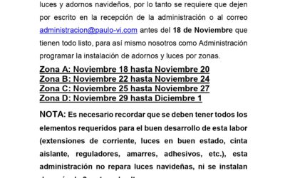 Comunicado: Instalación de Luces y Adornos Navideños