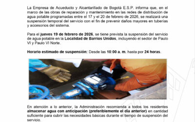 SUSPENSIÓN PROGRAMADA DEL SERVICIO DE AGUA